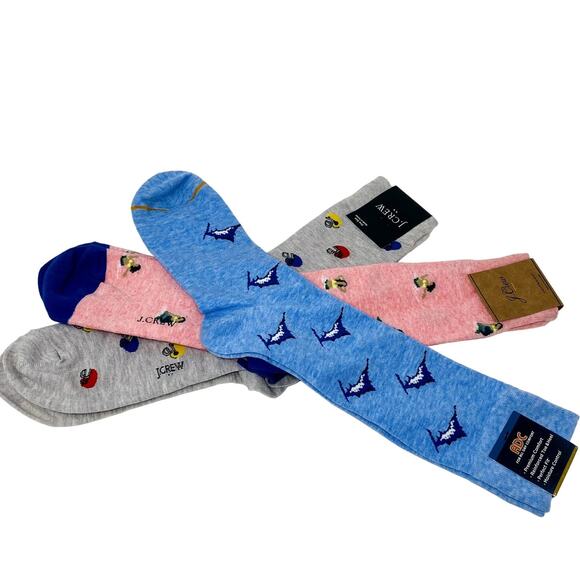 BUNDLE Socks J Crew Gold Toe Hula Girl Swordfish Helmet Pink Blue - Picture 1 of 6